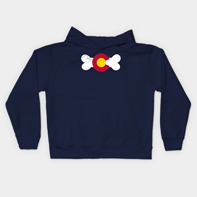 Colorado Flag Dog Bone Kids Hoodie by E